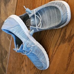 Hey Dude Wally Sport Mesh Lace Up Shoes Loafers Light Blue Womens 9 (EU 40)